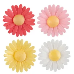 Waferblomst ass. 4,5cm - 100stk Hvit, rød, gul og rosa