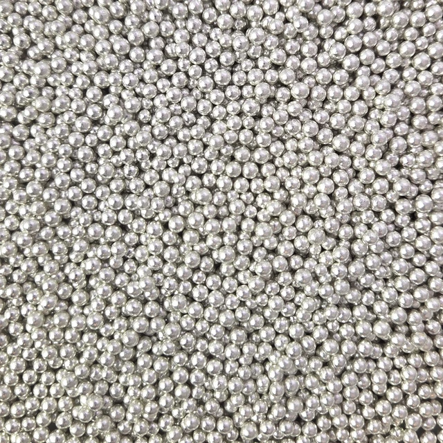 Strøssel metallisk sølv 4mm - 1kg 