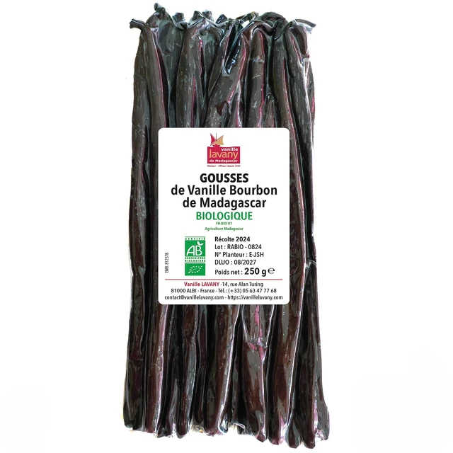 Vaniljestang Bourbon økologisk - 250g Ferske, 14-18cm, fra Madagaskar 