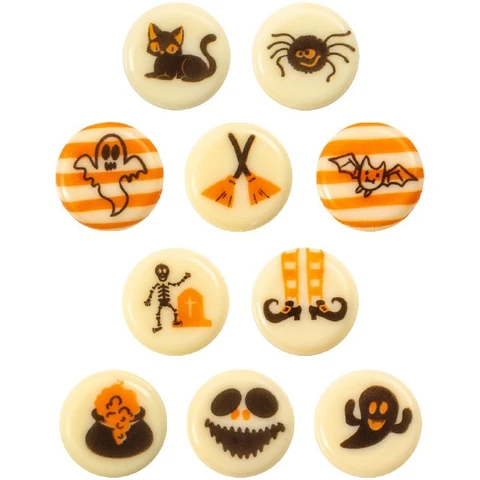 Halloween sjokoladeskilt ass. - 300stk Ø2cm 