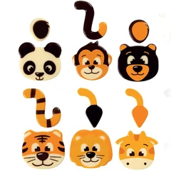 Sjokoladeskilt jungeldyr Ø4cm - 36 sett