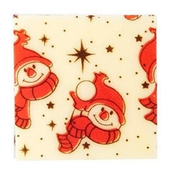 Sjokoladeskilt snømann - 220stk 3 x 3cm, hvit sjokolade