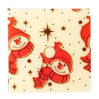 Sjokoladeskilt snømann - 220stk 3 x 3cm, hvit sjokolade