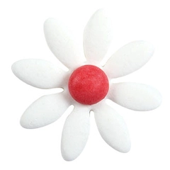 Sukkerblomst hvit/rød - 258stk 150 x Ø1, 60 x Ø2, 48 x Ø2,5cm