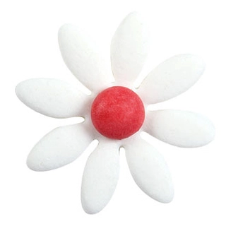 Sukkerblomst hvit/rød - 258stk 150 x Ø1, 60 x Ø2, 48 x Ø2,5cm 