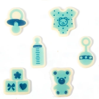 Dåp sjokoladeskilt blå ass. - 72stk