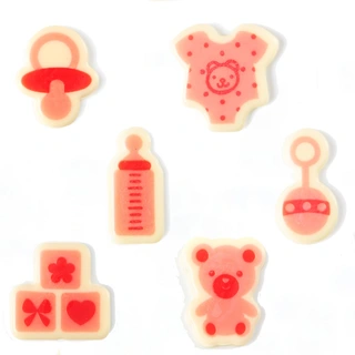 Dåp sjokoladeskilt rosa ass. - 72stk