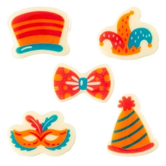 Karneval sjokoladeskilt - 150stk Assortert, Ø3,5cm