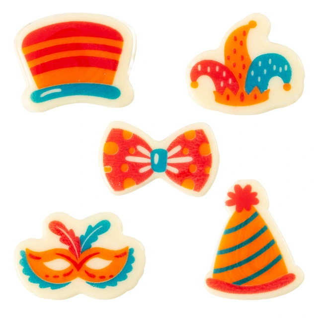 Karneval sjokoladeskilt - 150stk Assortert, Ø3,5cm 