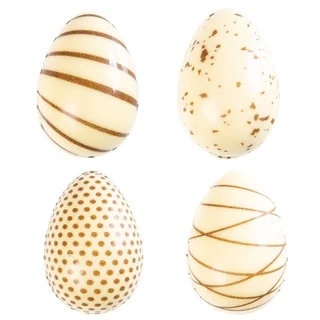 Sjokoladeegg 3,8 x 2,4cm - 96stk Assortert, hvit sjokolade