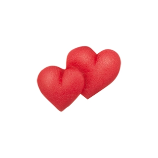 Marsipanhjerte rød duo 1,5cm - 400stk