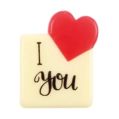 Sjokoladeskilt i love you - 120stk 3 x 3,5cm