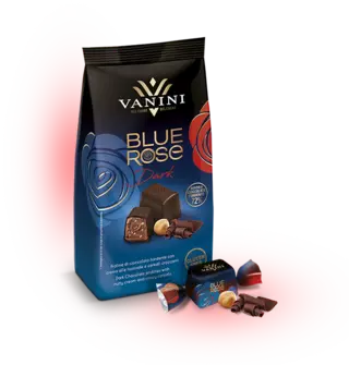 Blue rose konfekt mørk Mørk sjokolade og hasselnøtt krem