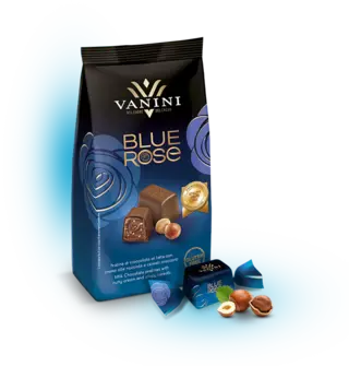 Blue rose konfekt melk Melkesjokolade og hasselnøtt krem