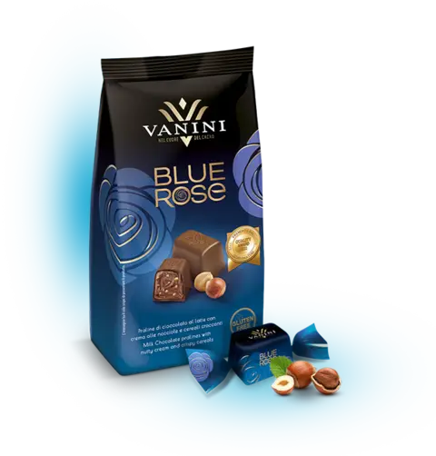 Blue rose konfekt melk Melkesjokolade og hasselnøtt krem 