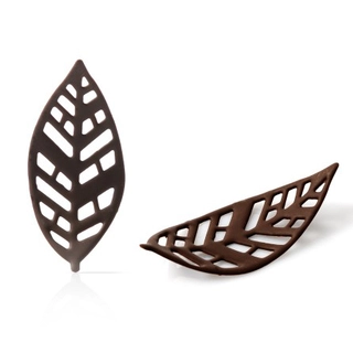 Sjokoladepynt mørk buet blad - 96stk 3,5 x 7,5cm 