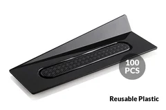 Monoporsjon brett 140x40mm - 100stk Sort plast, gjenbrukbar