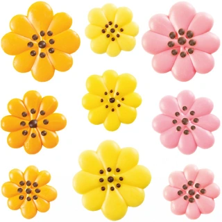 Margeritt hvit sjokolade - 162stk Assortert - Ø2,5cm - Ø3cm - Ø3,5cm