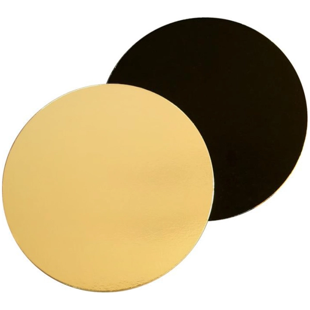 Kakebrett rund gull/sort - 50stk 1mm tykkelse 
