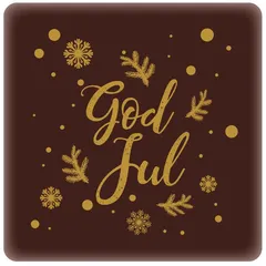Sjokoladeskilt mørk God Jul - 120stk 3,8cm x 3,8cm