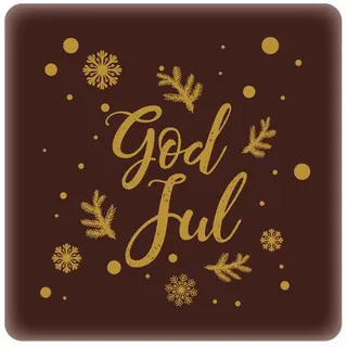 Sjokoladeskilt mørk God Jul - 120stk 3,8cm x 3,8cm