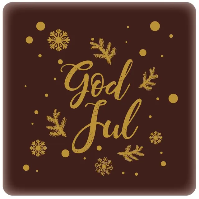 Sjokoladeskilt mørk God Jul - 120stk 3,8cm x 3,8cm 
