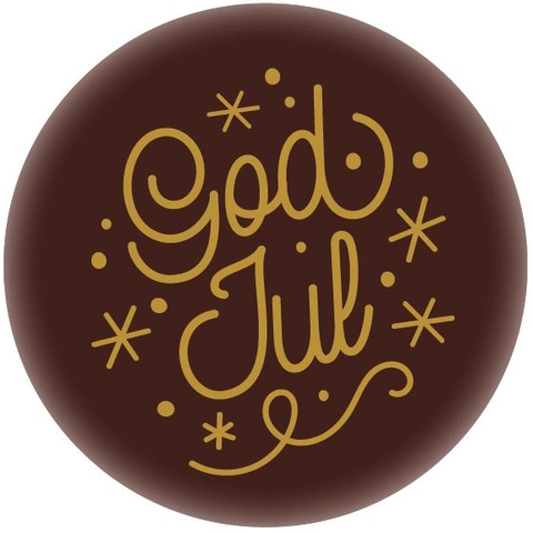Sjokoladeskilt mørk God Jul - 200stk Ø2,5cm - assortert 