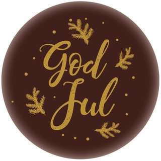 Sjokoladeskilt mørk God Jul - 200stk Ø2,5cm - assortert