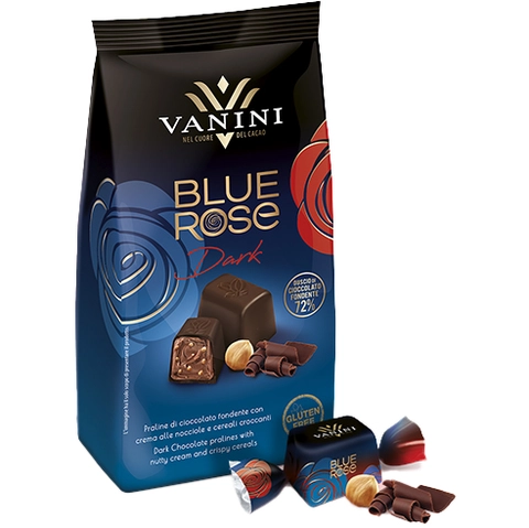 Blue rose konfekt mørk - 120g Mørk sjokolade og hasselnøtt krem 