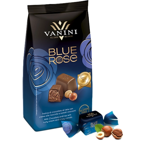 Blue rose konfekt melk - 120g Melkesjokolade og hasselnøtt krem 