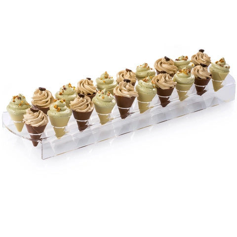 Plexiglass display for sjokoladekjegler 100 x 380 x H25mm - Plass til 20stk
