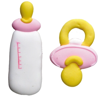 Sukkerdekor smokk/flaske - 120stk ass. Rosa, 5-7cm