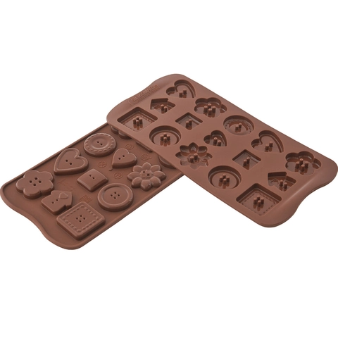 Konfektform silikon - SCG29 Buttons 30 x 30 x H6mm - 3ml x 15