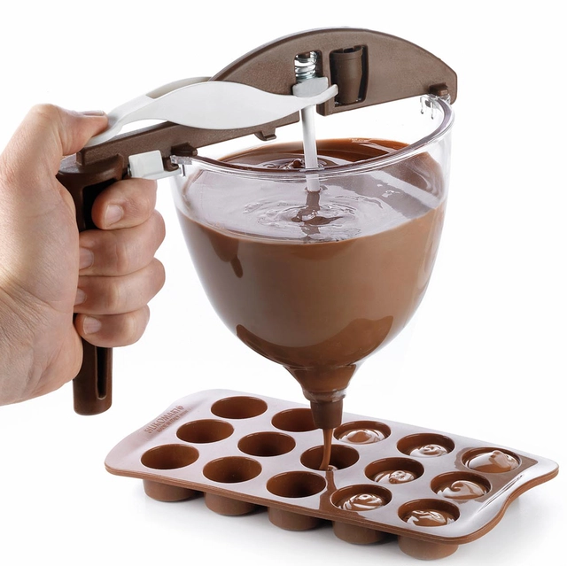 Sjokoladedispenser 1L Ø130 x H140mm - 1000ml + 3 munnstykker 