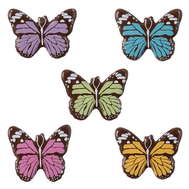 Sommerfugl i hvit sjokolade ø3,5cm ass. 120 stk 