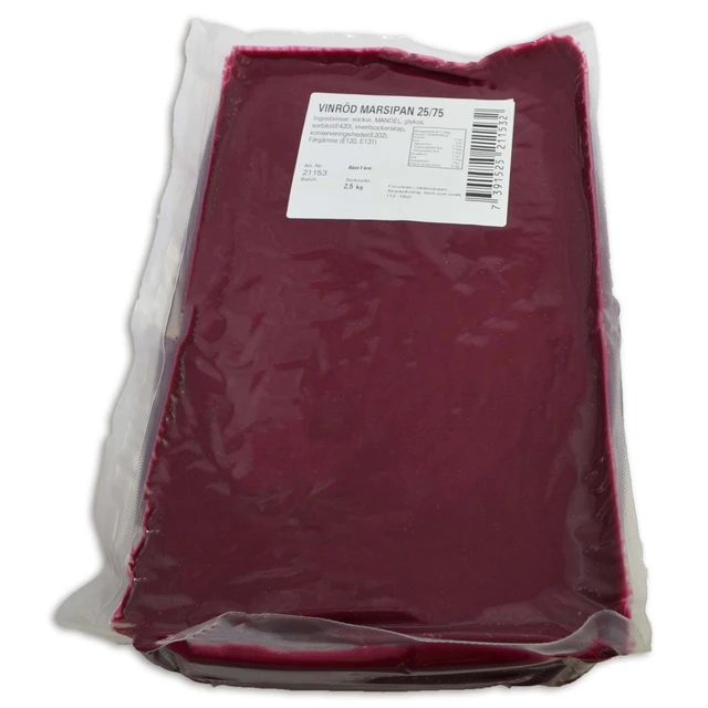 Overtrekksmarsipan vinrød 25/75 2,5kg Azo fri 