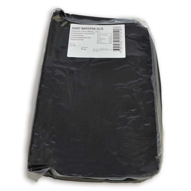 Overtrekksmarsipan sort 25/75 2,5kg Azo fri 