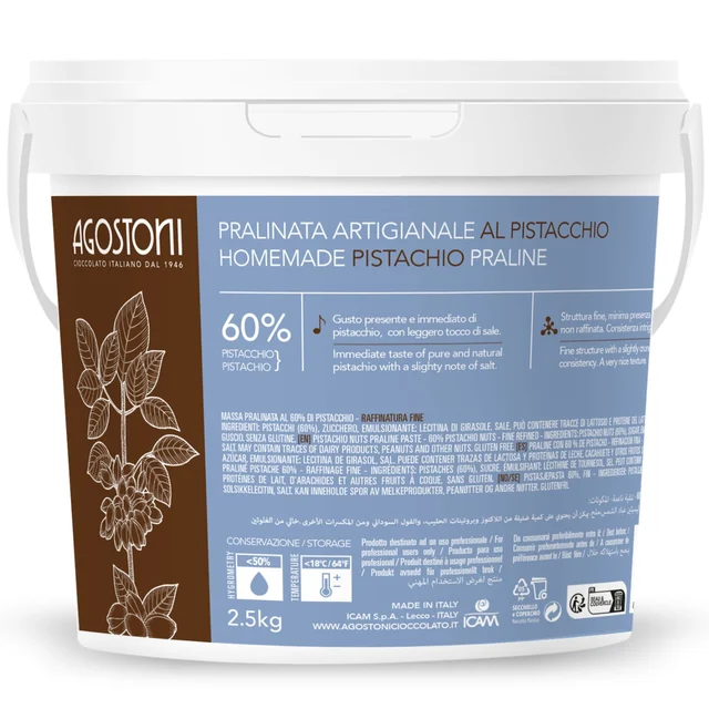 Pistasjpraline krem 60% - 2,5kg Rik pistasj smak, hint av salt 