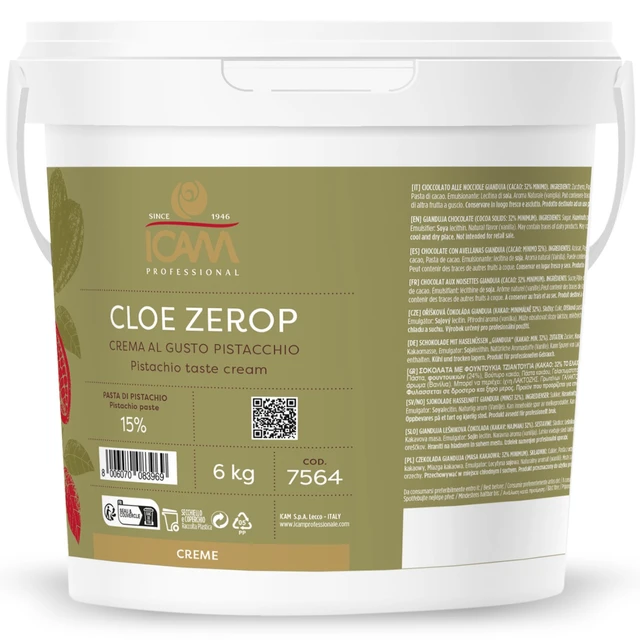 Cloe pistasj krem 15% - 6kg Smørbar, rund og myk, hvit sjokoladesmak 