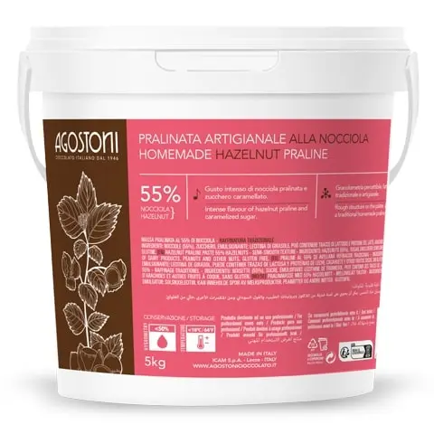 Hasselnøttpraline krem 55% - 5kg Ru struktur, hasselnøtt og karamell 