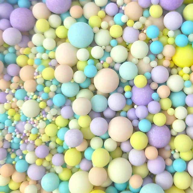 Strøssel matt pastell assortert - 1kg Ø2, 4, 7 og 10mm 